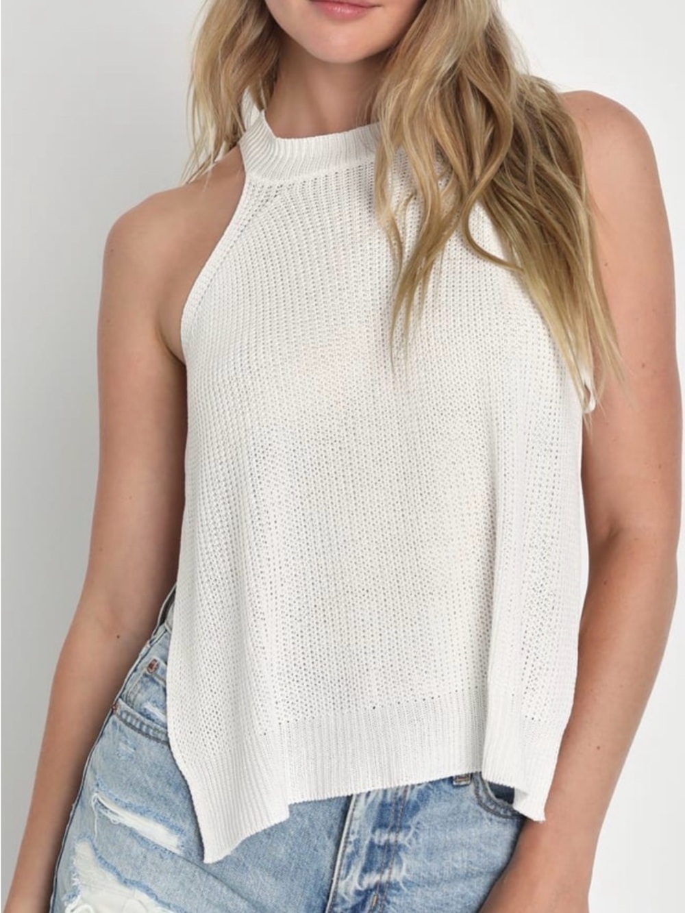 Lulu's Cream Knit Halter Tank Top